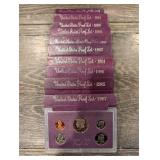 United States Proof Set Collection - Purple Cases, Assorted Years (1984-1992) (Lot Of 10)