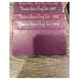 United States Proof Set Collection - Purple Cases, Assorted Years (1984-1992) (Lot Of 10)