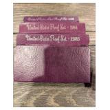 United States Proof Set Collection - Purple Cases, Assorted Years (1984-1992) (Lot Of 10)