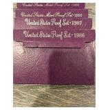 United States Mint Proof Set - Multi-Year Collection (1985-1990) Purple Packaging (Lot Of 10)
