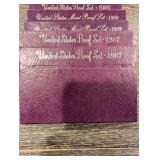 United States Mint Proof Sets - Purple Presentation Cases (1984-1993) (Lot Of 10)