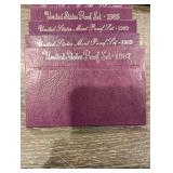 United States Mint Proof Sets - Purple Presentation Cases (1984-1993) (Lot Of 10)