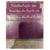 United States Mint Proof Sets - Purple Presentation Cases (1984-1993) (Lot Of 10)