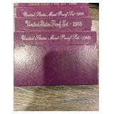 United States Mint Proof Sets - Purple Presentation Cases (1984-1993) (Lot Of 10)