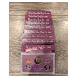 United States Mint Proof Sets Lot - 1984-1990 in Purple Card Packaging (Lot Of 10)