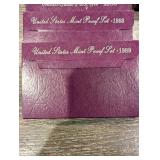 United States Mint Proof Sets Lot - 1984-1990 in Purple Card Packaging (Lot Of 10)