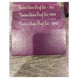 United States Mint Proof Sets Lot - 1984-1990 in Purple Card Packaging (Lot Of 10)