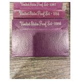 United States Mint Proof Sets Lot - 1984-1990 in Purple Card Packaging (Lot Of 10)