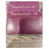 United States Mint Proof Sets Lot - 1984-1990 in Purple Card Packaging (Lot Of 10)