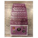 United States Mint Proof Set Collection (1984-1993) Purple Card Packaging (Lot Of 10)