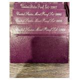 United States Mint Proof Set Collection (1984-1993) Purple Card Packaging (Lot Of 10)