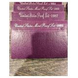 United States Mint Proof Set Collection (1984-1993) Purple Card Packaging (Lot Of 10)