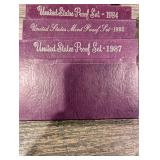 United States Mint Proof Set Collection (1984-1993) Purple Card Packaging (Lot Of 10)