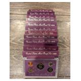 United States Mint Proof Sets Purple Card Boxes - Assorted Years (Lot Of 10)