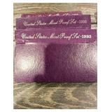 United States Mint Proof Sets Purple Card Boxes - Assorted Years (Lot Of 10)