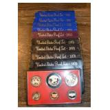 United States Proof Sets Lot - 1974, 1975, 1978, 1979, 1983, 1985 with Red Display Case