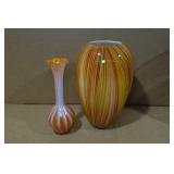*2* Multi-Colored Blown Glass Vases