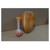 *2* Multi-Colored Blown Glass Vases