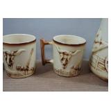Vintage Western McCoy Coffee Pitcher and Mugs