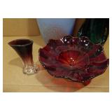 Colored Glassware - Vases and Dish