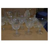 Assorted Clear Glassware - Pitcher, Wine Glasses, Flutes, Dishes