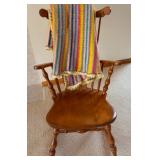 Vintage Rocker Chair & Attractive Wool Blend Afghan