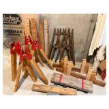 Wooden & Metal Saw Horses and Wheel Carts