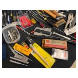 Lots of Great Tools--Chisels, Craftsmen, Ryobi Laser Level, Spiral Ratchet Screw Driver, Metal Grabbers, Etc.