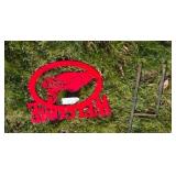 Two Shepherd Plant Hooks & Outdoor Sign