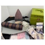 Quilting Supplies--Turntable, Rulers, Small Ironing Board & Iron