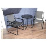 Stylish and Durable Metal Bistro Set for Outdoor Dining, Cushions Included, Black