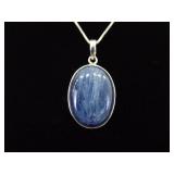 .925 Sterling Silver Labradorite Cabochon Pendant Necklace