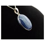 .925 Sterling Silver Labradorite Cabochon Pendant Necklace