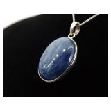.925 Sterling Silver Labradorite Cabochon Pendant Necklace