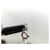 .925 Sterling Silver Sodalite Cabochon Asian Coin Primitive Pendant Necklace