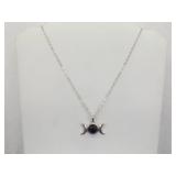 .925 Sterling Silver Amethyst Cabochon Eclipse Pendant Necklace