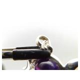 .925 Sterling Silver Amethyst Cabochon Eclipse Pendant Necklace