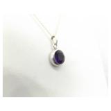 .925 Sterling Silver Faceted Amethyst Crystal Pendant Necklace