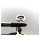 .925 Sterling Silver Faceted Amethyst Crystal Pendant Necklace