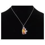 .925 Sterling Silver Primitive Agate Pendant Necklace