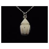 .925 Sterling Silver Primitive Carved Bone Frog Pendant Necklace