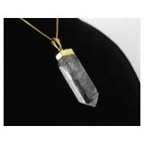 .925 Sterling Silver Vermeil Healing Crystal Pendant Necklace