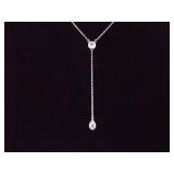 .925 Sterling Silver Faceted Zirconia Drop Dangle Pendant Necklace