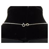 .925 Sterling Silver Art Nouveau Hoop Pendant Necklace