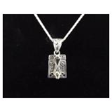 .925 Sterling Silver "FAITH", HOPE, LOVE" Articulated Charm Box Pendant Necklace