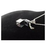 .925 Sterling Silver "FAITH", HOPE, LOVE" Articulated Charm Box Pendant Necklace