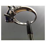 .925 Sterling Silver Sapphire Crystal Ring Size 8