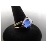 .925 Sterling Silver Sapphire Crystal Vermeil Ring Size 7