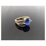 .925 Sterling Silver Sapphire Crystal Vermeil Ring Size 7