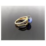 .925 Sterling Silver Sapphire Crystal Vermeil Ring Size 7